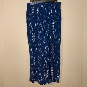Donna Moore Blue Pants White Chevrons Size Medium Coastal Grandma Beach Flowy